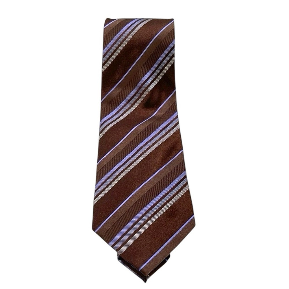 Giorgio Armani Classic Stripe Silk Tie Brown Blue